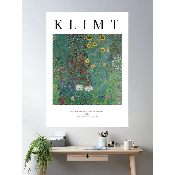 Cottage Garden With Sunflowers - Gustav Klimt - Exhibition Poster Poster Wall Art, Modern Wall Decor For Living Room Bedroom, 16x24 UNFRAMED