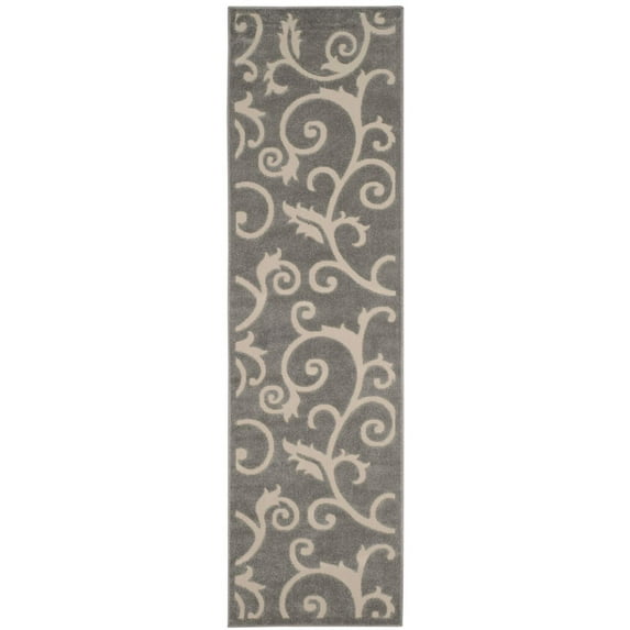 Cottage Grey/Cream Large Rectangle Rug-Color:Grey/Cream,Shape:Runner,Size:2'-3" X 8'
