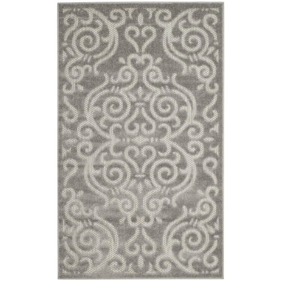 Cottage Grey/Cream Large Rectangle Rug-Color:Grey/Light Grey,Shape:Small Rectangle,Size:3'-3" X 5'-3"