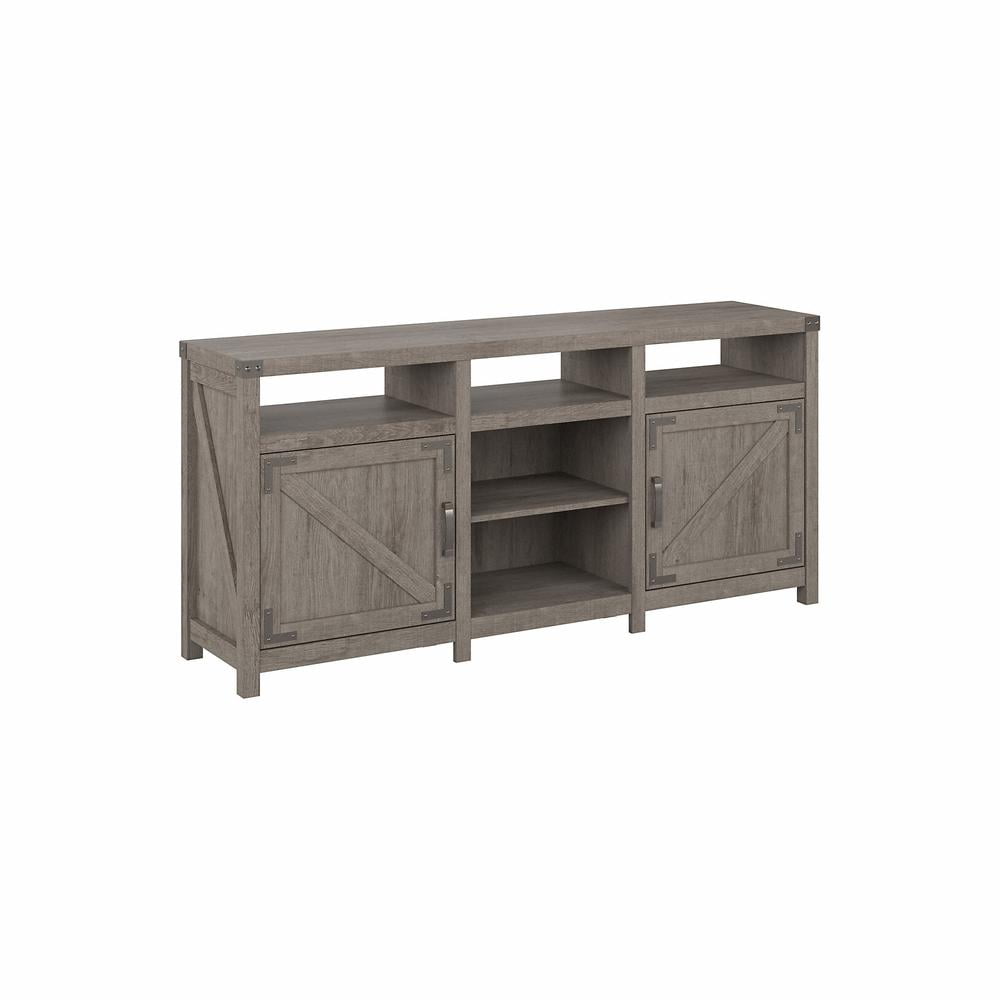 Restored Gray 65" Farmhouse TV Stand with Cabinets