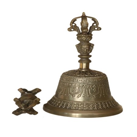 Cottage Handicraft Tibetan Buddhist Bell & Dorje Set - Medium Size | Hand-Made | Calming Sound for Positive Energy | For Clarity, Focus, Meditation, Healing
