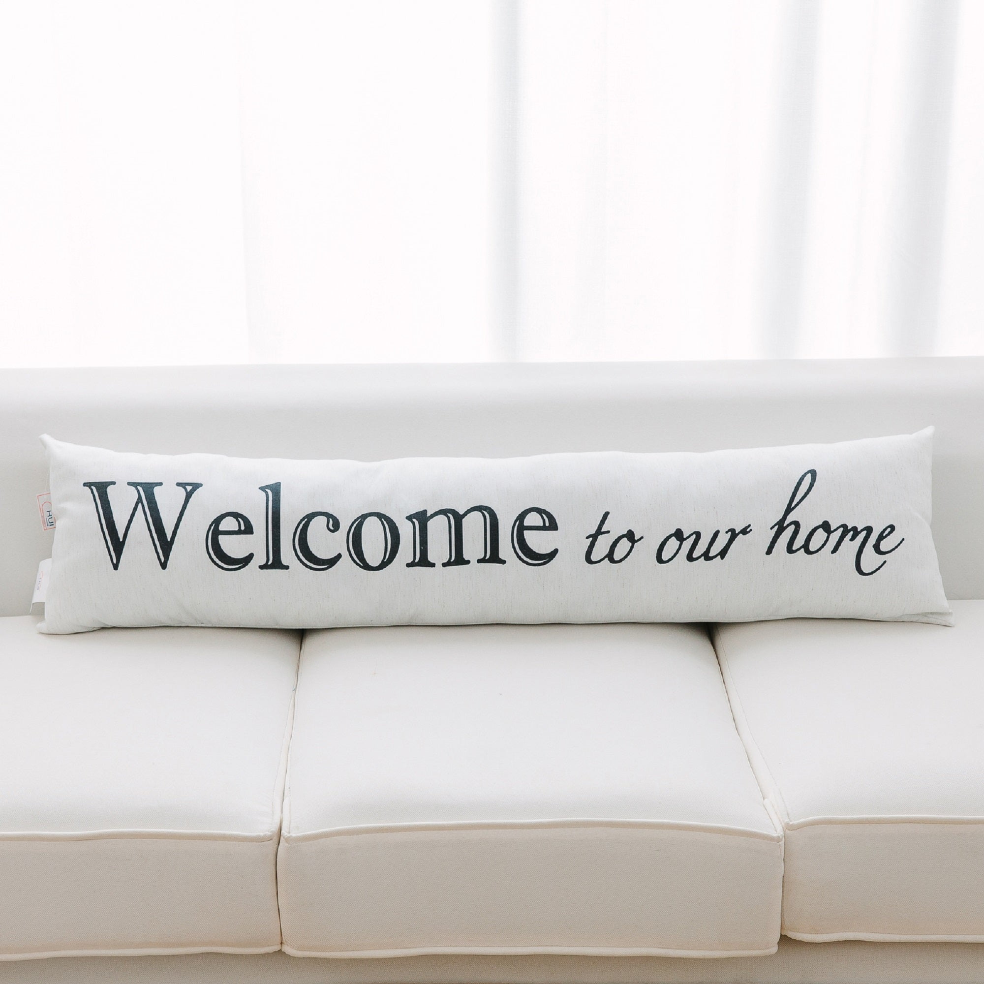 Welcome to Our Home Rectangular Linen Polyester Throw Pillow