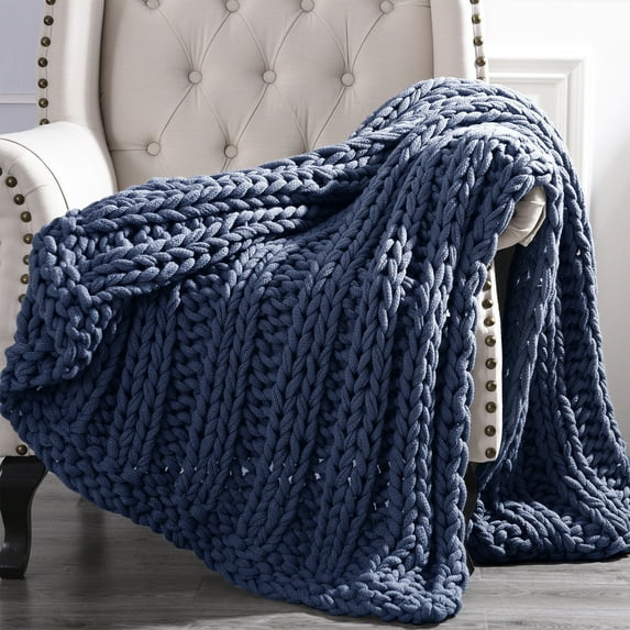 Cottage Lane Blue Wool Throws 60" x 50"