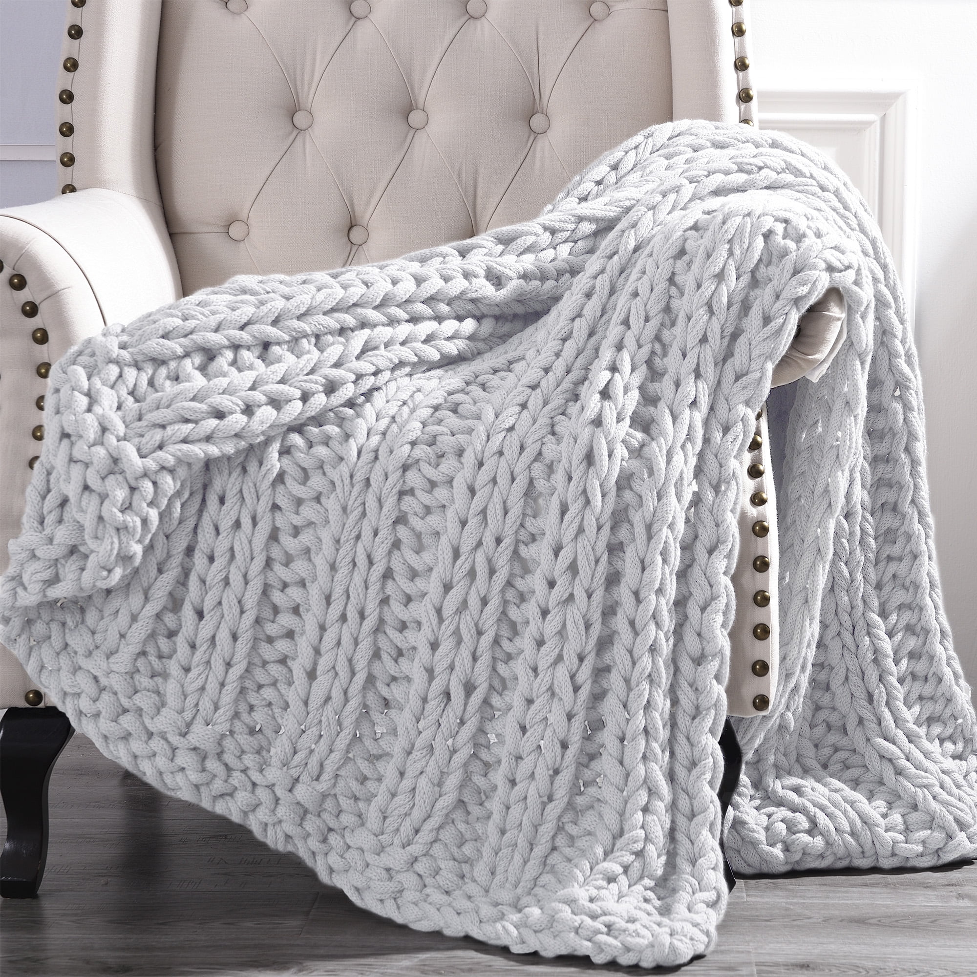 Cottage Lane Silver Acrylic Adult Throw Blanket 60" x 50"