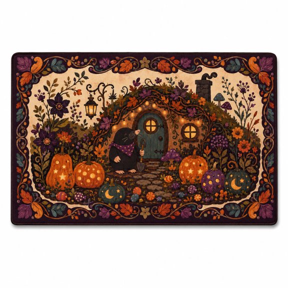 Cottage Mole Moonless Garden Rectangle Rug for Reading Nook Halloween