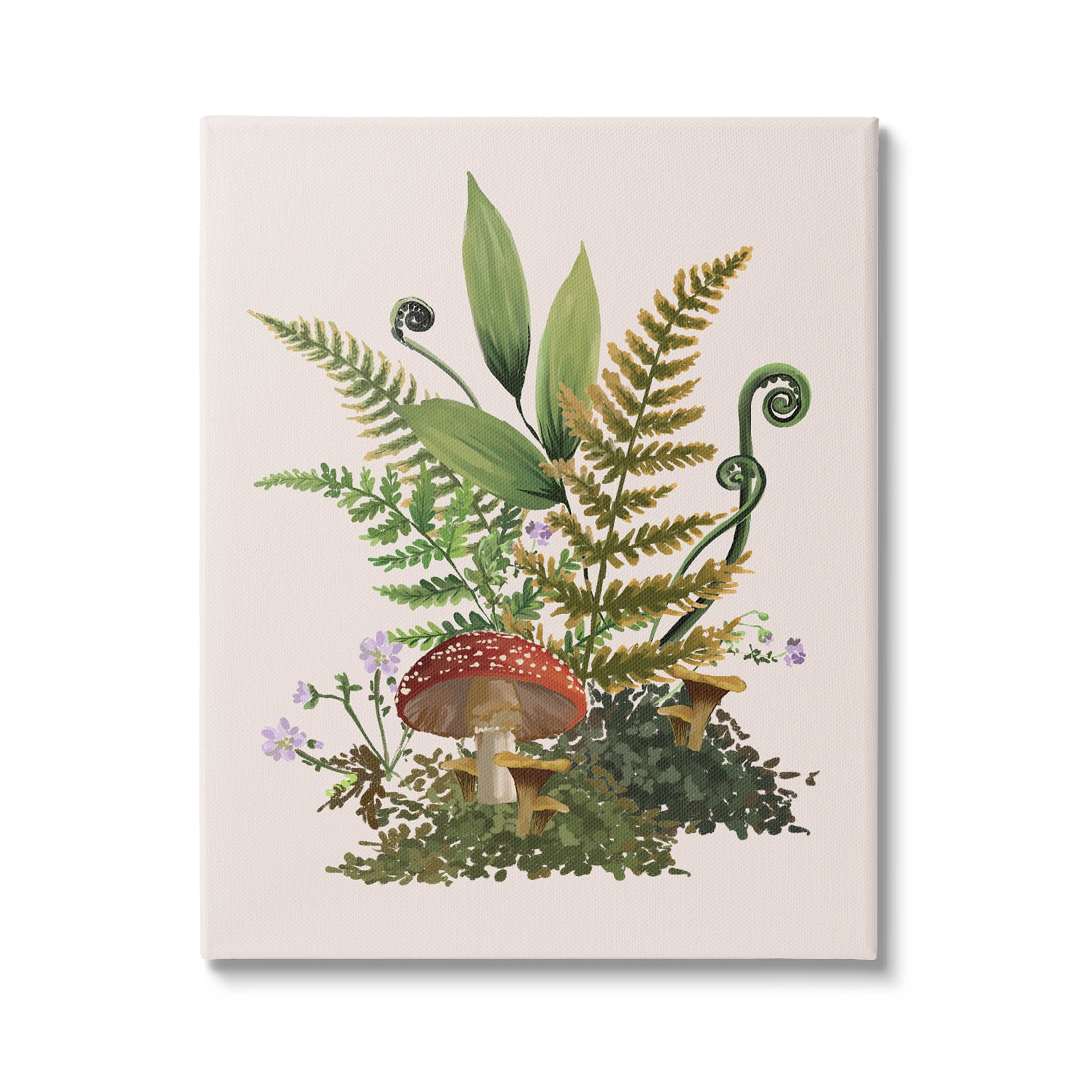 Cottage Mushroom Woodland Plants Botanical & Floral Graphic Art Gallery Wrapped Canvas Print Wall Art