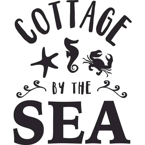 Cottage By The Sea Beach Travel Lettering Wall Sticker Art Design Decal for Girls Boys Kids Room Bedroom Nursery Kindergarten House Fun Home Decor Stickers Wall Art Vinyl Decoration (20x12 inch)
