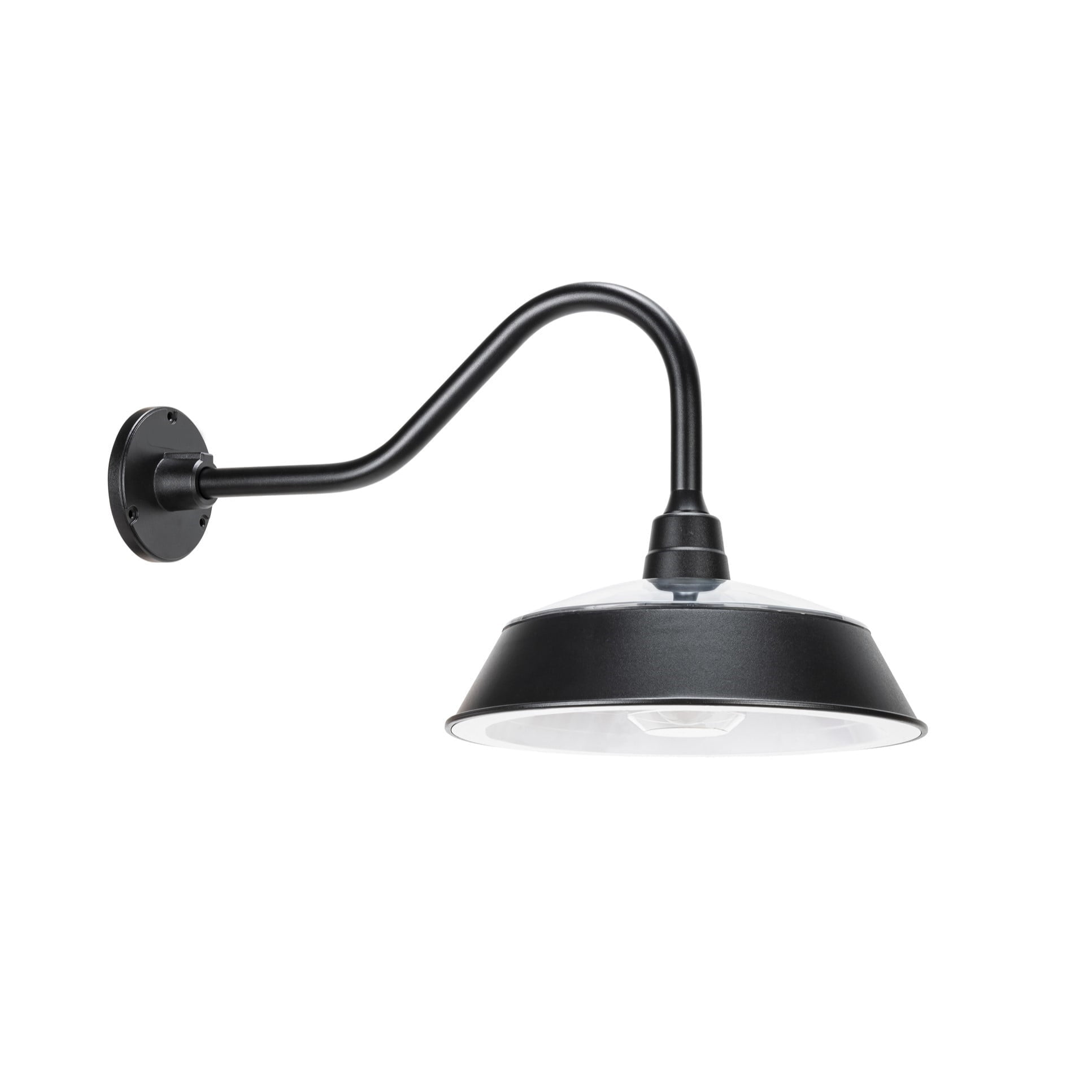 Black Aluminum Solar Barn Light with Gooseneck Design