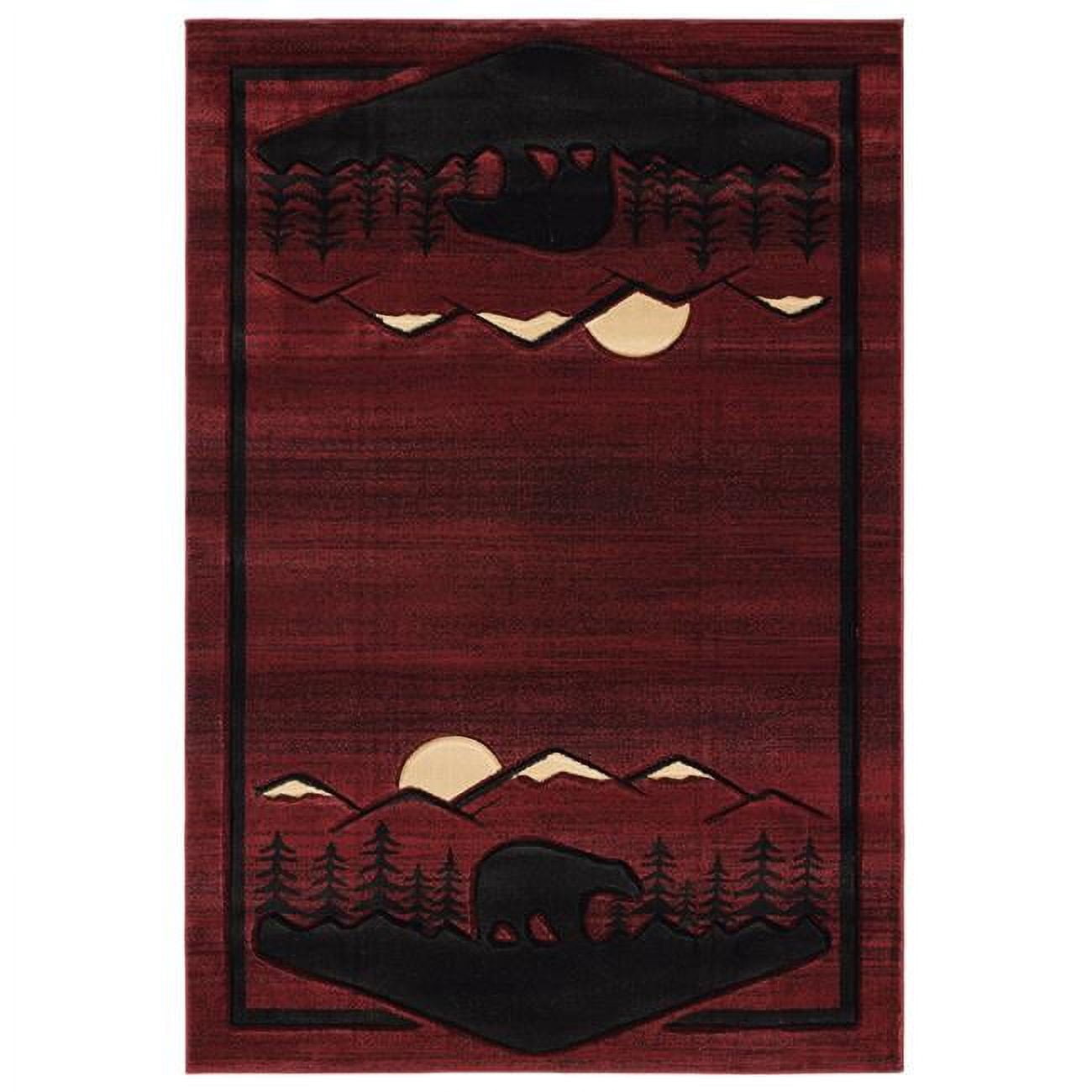 Cottage Treetops Burgundy Area Rectangle Rug, 5 ft. 3 in. x 7 ft. 6 in ...