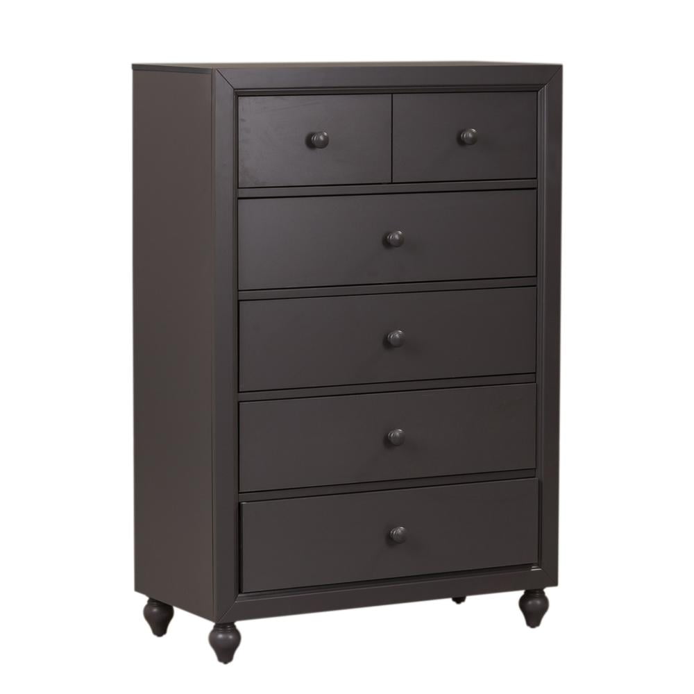 Dark Gray Cottage 5-Drawer Chest with Dovetail Construction
