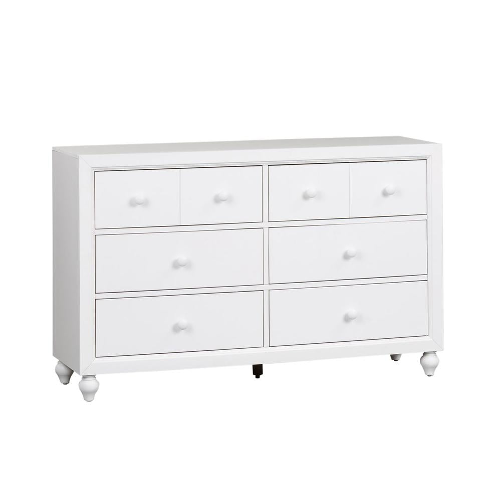 White 6-Drawer Cottage Dresser with Soft Close