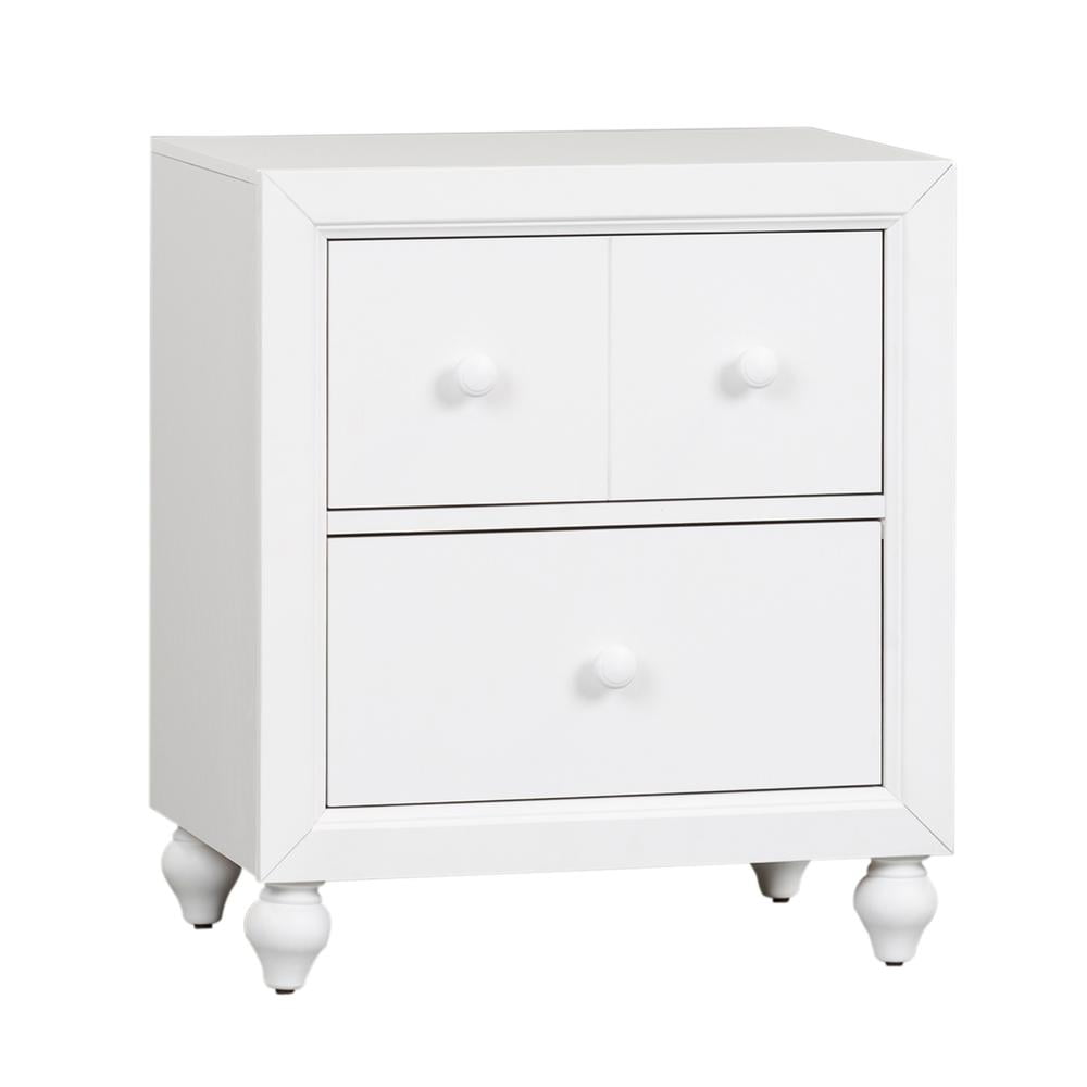 White Transitional 2-Drawer Nightstand with Bun Feet