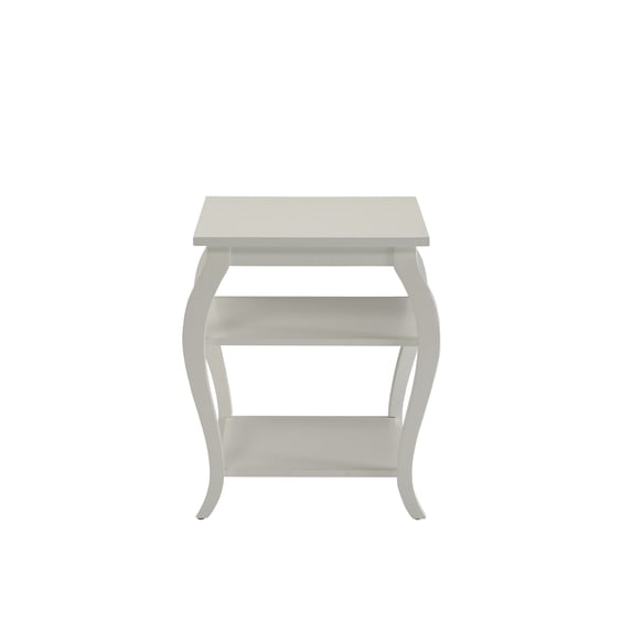 Cottage White Bow Leg Square End Table