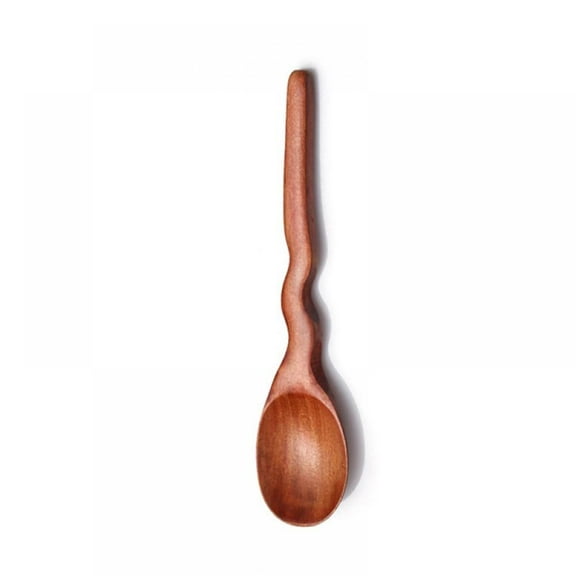 Cottage Wooden Handle Wavy Solid Wood Fork Dessert Restaurant Small Wooden Spoon Home Tableware Old Oil Paint Fork