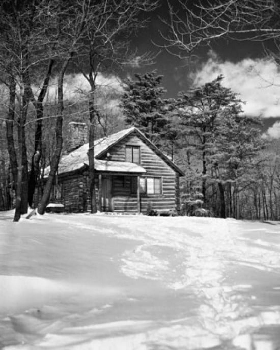 Cottage on a snow covered landscape Canvas Art - (24 x 36)
