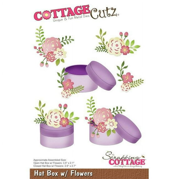CottageCutz CC455 2.1 to 3.5 in. Metal Die - Hat Box with Flowers