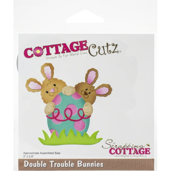 CottageCutz Dies, Double Trouble Bunnies 3"X2.8"