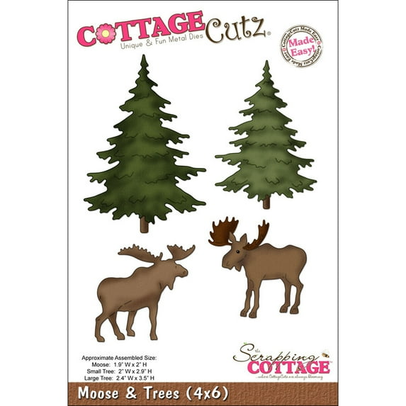 CottageCutz Dies-Moose & Trees 1.9"X2" To 2.4"X3.5"