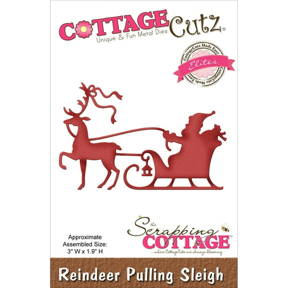 CottageCutz Elites Die -Reindeer Pulling Sleigh 3"X1.9", Pk 1, CottageCutz