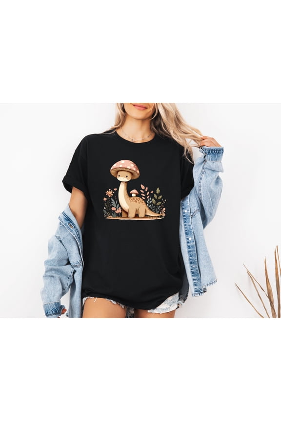 Cottagecore Aesthetic Dinosaur Mushroom Graphic Unisex T-Shirt
