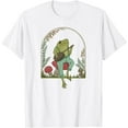 thumbnail image 1 of Cottagecore Aesthetic Frog Playing Banjo on Mushroom Cute Unisex T-Shirt for Men Women Kids, 1 of 5