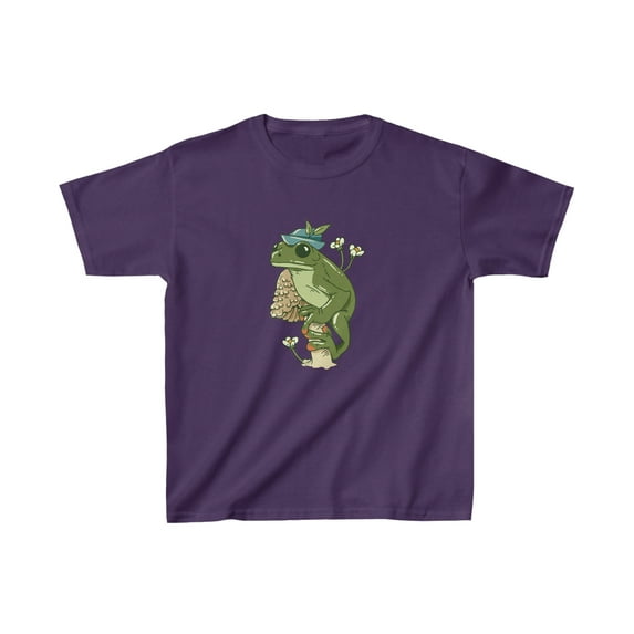 Cottagecore Aesthetic Frog on Mushroom Cute Frog Lover Kids T-shirt