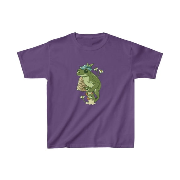Cottagecore Aesthetic Frog on Mushroom Cute Frog Lover Kids T-shirt