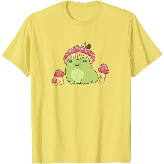 Cottagecore Aesthetic Frog with Mushroom Hat and Snail Unisex T-Shirt for Men Women Kids Toddler