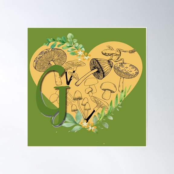 Cottagecore Aesthetic Letter G Monogram Poster Wall Art, Modern Wall Decor, 30x30 UNFRAMED