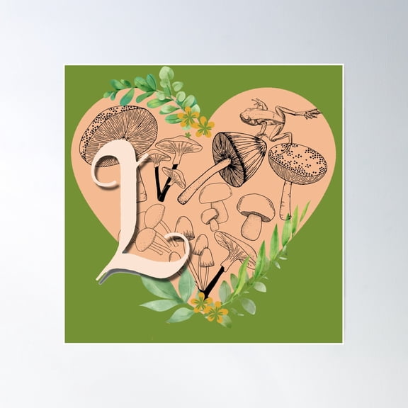 Cottagecore Aesthetic Letter L Monogram Poster Wall Art, Modern Wall Decor, 16x16 UNFRAMED