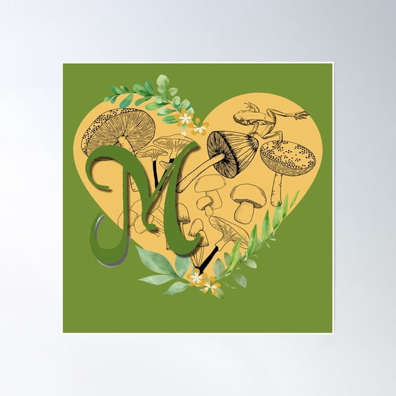 Cottagecore Aesthetic Letter M Monogram Poster Wall Art, Modern Wall Decor, 30x30 UNFRAMED