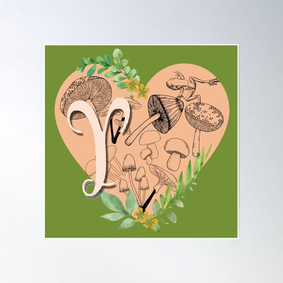 Cottagecore Aesthetic Letter Y Monogram Poster Wall Art, Modern Wall Decor, 30x30 UNFRAMED