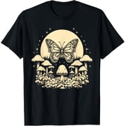 Cottagecore Aesthetic Mushroom Butterfly Full Moon Vintage T-Shirt