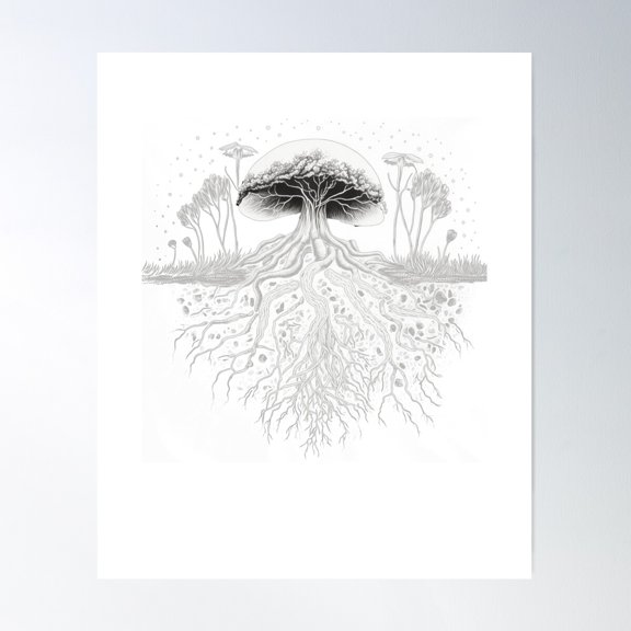 Cottagecore Aesthetic Mushroom Poster Wall Art, Modern Wall Decor For Living Room Bedroom, 8x12 UNFRAMED