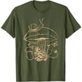 thumbnail image 1 of Cottagecore Aesthetic Mushroom Snail Goblincore Mycology Unisex T-Shirt for Men Women Kids Toddler,Military Green Color,Size YM, 1 of 5