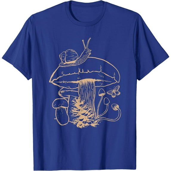 Cottagecore Aesthetic Mushroom Snail Goblincore Mycology Unisex T-Shirt for Men Women Kids Toddler,Royal Blue Color,Size YS