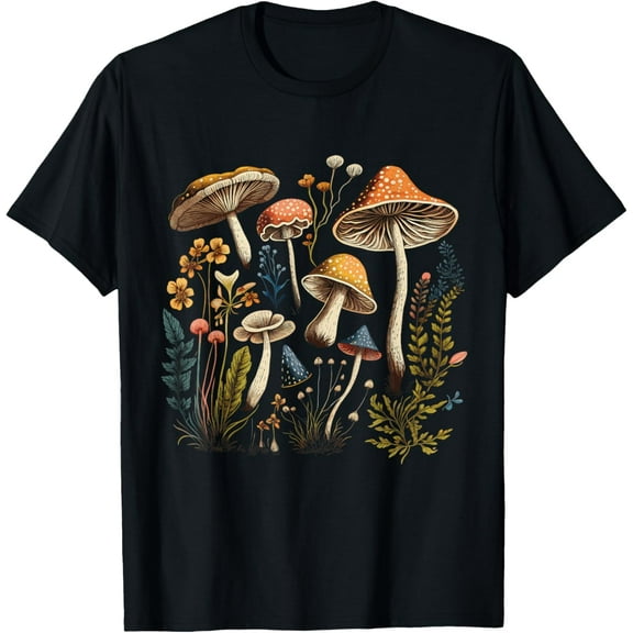 Cottagecore Aesthetic Mushrooms And Plants Women T-Shirt