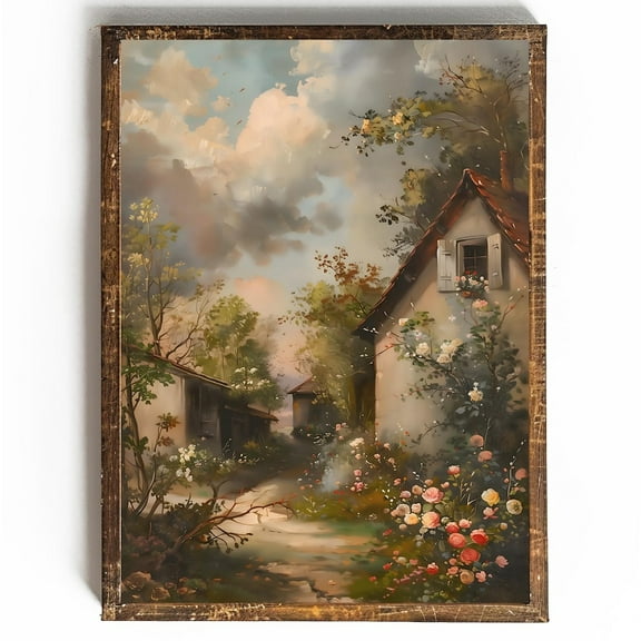 Cottagecore Art Rose Cottage Shabby Chic Wall Art Cottagecore Decor For Cottage Kitchen Wall Decor Vintage Art, 12x18 UNFRAMED