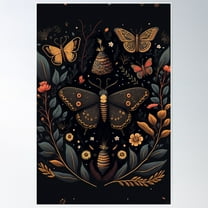 Cottagecore Art With Moths And Butterflies Poster Wall Art, Modern Wall Decor For Living Room Bedroom, 12x18 UNFRAMED