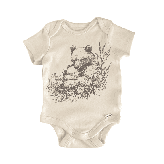 Cottagecore Bear Boho Newborn Baby Bodysuit