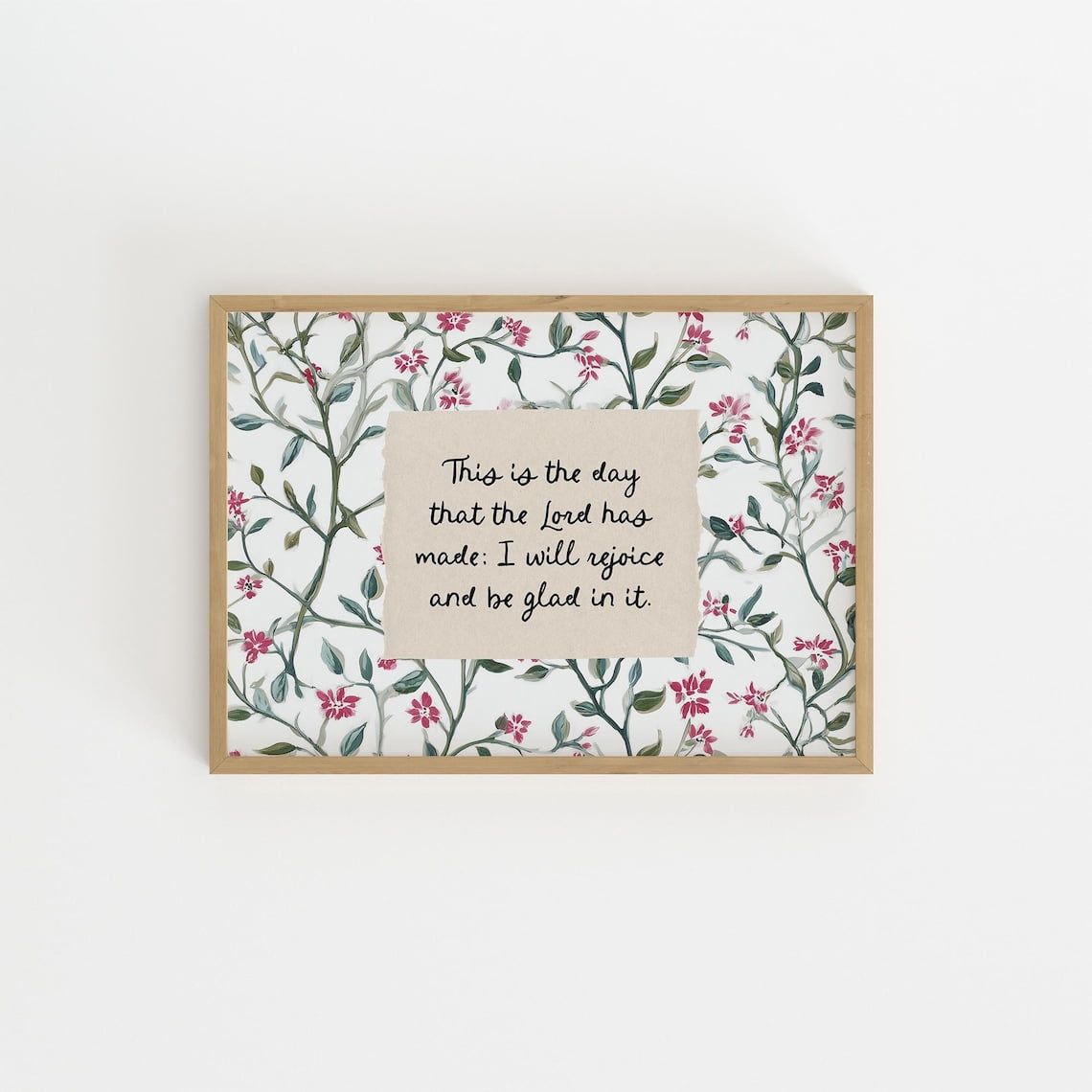 Cottagecore Bible Verse Floral Christian Wall Artwork, Unframed Canvas ...