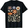 thumbnail image 1 of Cottagecore Bohemian Retro Botanical Wildflower Vibe Vintage T-Shirt, 1 of 4