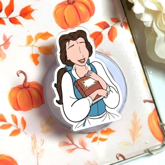 Cottagecore Book Lover Phone Stand, Vintage Aesthetic Tale Inspired Phone Grip, Fall Pumpkin Pattern Background Accessory, Hand-Drawn Style Reader Phone Holder