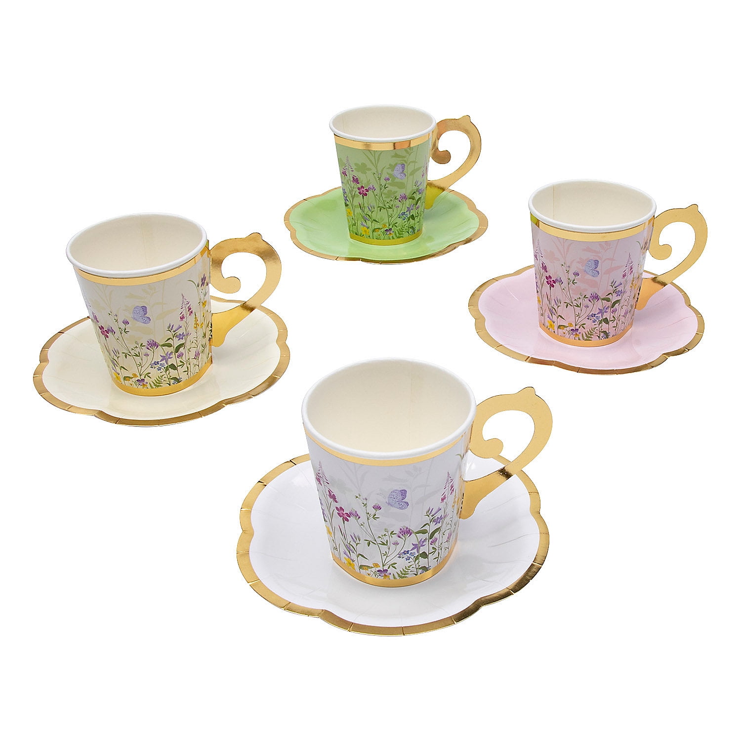 Aesthetic Cottagecore Hand Painted Floral Ceramic Mug and Saucer Set