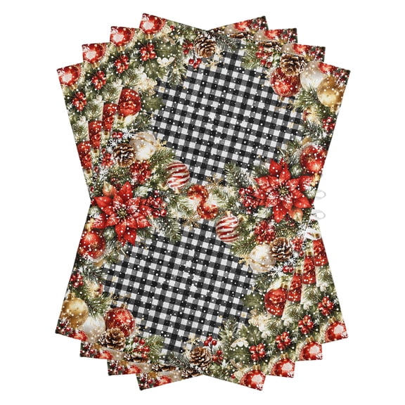 Cottagecore Christmas Kitchen Towels Dish Towel Pack of 4 Black Gingham Pine Branch Wreath Baubles Soft Dish Cloth Set Absorbent Dishcloth for Drying Dishes, Hand Towels 18 x 28 Inches