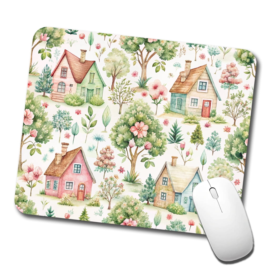 Cottage Core Computer Mouse Cottagecore Cute Country Homes Pattern Mouse Pad Low Profile Gaming Mat ...
