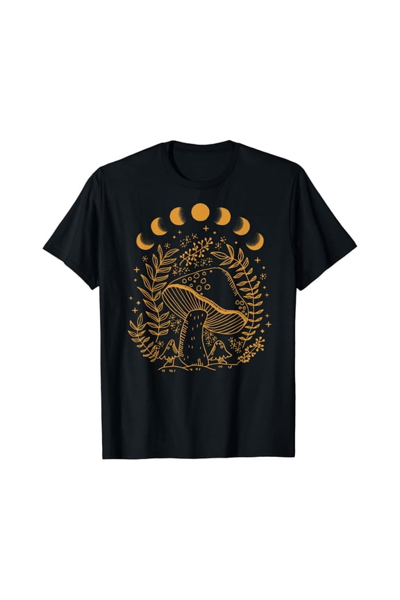 Cottagecore Dark Academia Aesthetic Mushroom Moon Witchy T-Shirt Size S-5XL