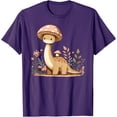 thumbnail image 1 of Cottagecore Dinosaur Mushroom Aesthetic Cute Brachiosaurus Unisex T-Shirt for Men Women Kids Toddler,Purple Color,Size L, 1 of 5