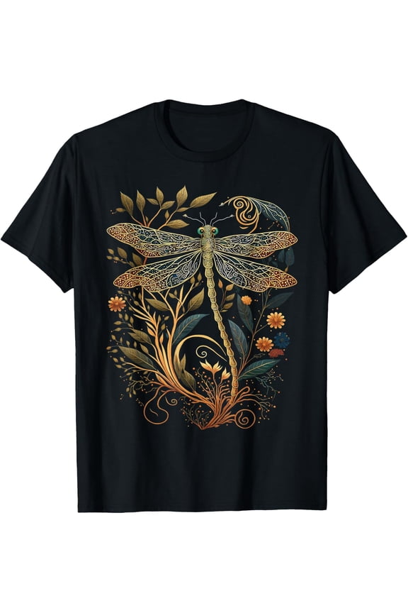 Cottagecore Floral Aesthetic Dragonfly Women Girls T-Shirt