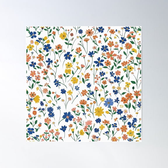 Cottagecore Floral Fantasia Poster Wall Art, Modern Wall Decor For Living Room Bedroom, 30x30 UNFRAMED